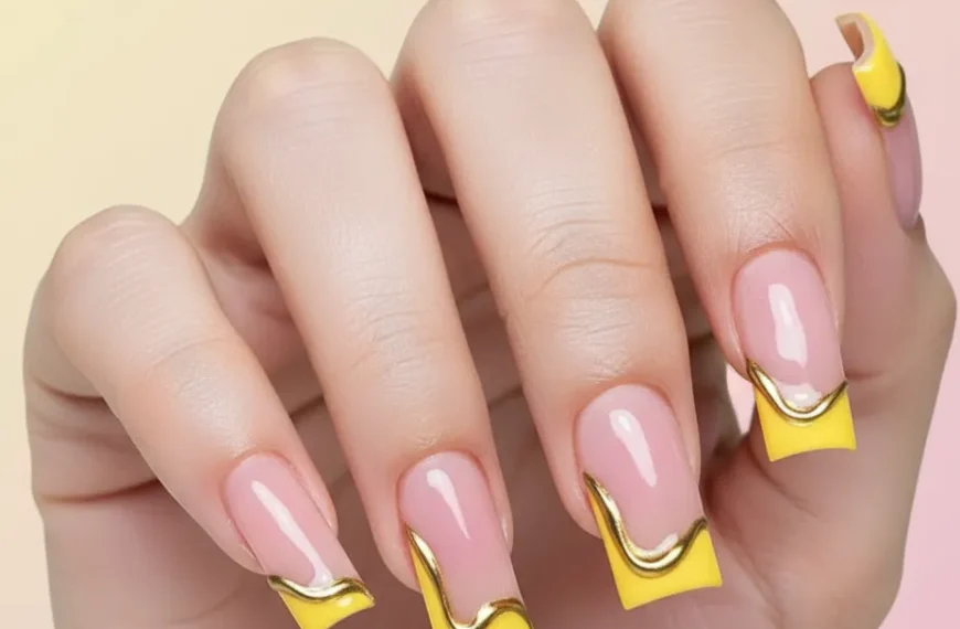 Golden and Yellow French Design – Elegant Nail Trend…
