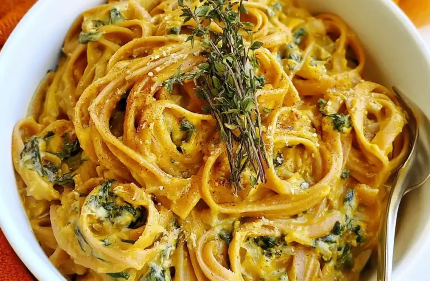 Healthy Pumpkin Spinach Pasta