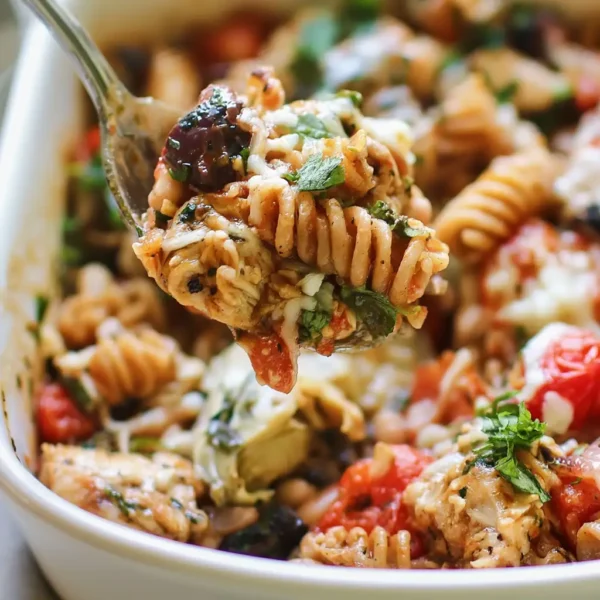 Mediterranean chicken pasta bake