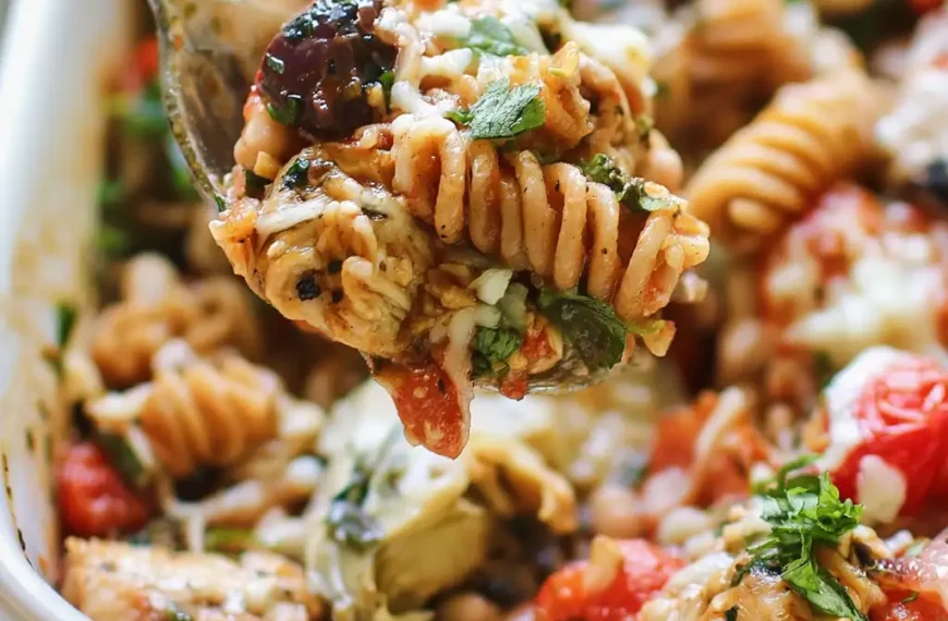 Mediterranean chicken pasta bake